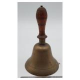 Vintage-style brass school bell wood handle