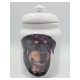 Ceramic Rottweiler dog treat jar / cookie jar