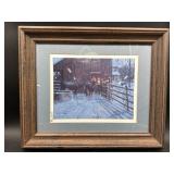 17x13 framed Lowell Davis cows in barn Print