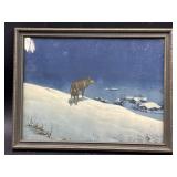 Vintage Winter Landscape Wolfe Print, Framed