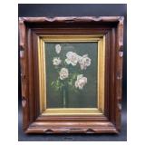 Antique Folk Art Carved Wood Frame w/ Floral