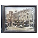 Vintage framed early 1900s street scene print