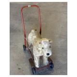 Vintage white push toy / toddler walker on metal