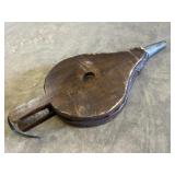 Antique wooden and leather fireplace bellow