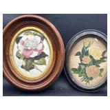 Two floral oval framed wall printed