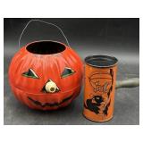 Vintage Halloween Tin Noisemaker & Pumpkin