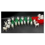 Large Vintage Plastic Christmas Reindeer & Sleigh