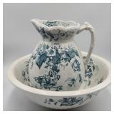 Vintage ceramic pitcher and wash basin set