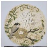 'Bless this Home' wall plaque bird in a nest