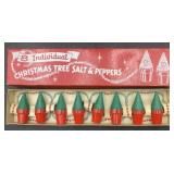 Vintage Box Of 8 Individual Christmas Tree Salt &