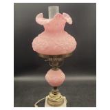 Vintage Fenton Satin Lavender Poppy Student Lamp