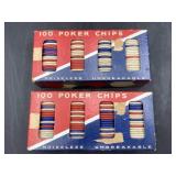 Set Of 2 Vintage Boxes Of Poker Chips