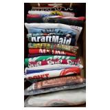 Box of various graphic t-shirts