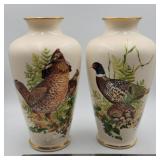 Pair of Lenox Game Bird vase limited edition