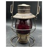 Antique Railroad Lantern ï¿½ Red Globe ï¿½ N.Y.C.R.R.