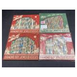 4 Vintage Boxes Of Diamond Ray Jeweled Icicles