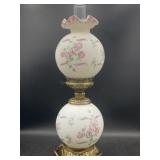 Fenton White & Pink Satin Glass Hand Painted Rose