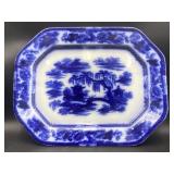 Antique Flow Blue Platter 'Manilla' Pattern,
