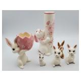 Ceramic bunny figurines & vases