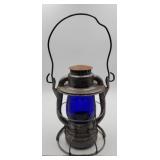 Dietz Vesta railroad lantern metal frame blue