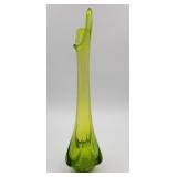 vintage green glass vase Viking Glass Epic Drape