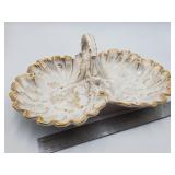 Antique porcelain divided serving dish shell-like