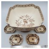 Victorian English centerpiece bowl & butter pat