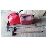 2 Gas Cans, Pick Axe, Misc
