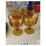 4 Coca Cola Orange Glass Goblets
