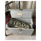 Metal Box of Collectible License Plates