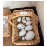 Basket with 10 Glass Easter Eggs
