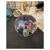 Large Floral Art Glass Paperweight