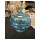 Vintage Blue Glass Candy Dish