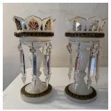 Pair of Victorian Glass Mantle Lusters