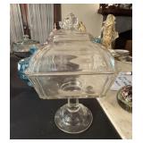 Large Pattern Glass Covered Compote