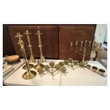 Lot of Miscellaneous Brass Candlesticks