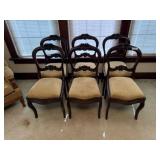 Set of 6 Antique Carved Back Chairs