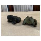2 Old Cast Iron Bull Frogs