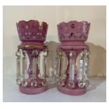 Pair of Victorian Cased Glass Mantle Lusters