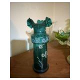 Hand Blown Enamel Decorated Vase