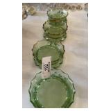 Set of 4 Antique Green Glass Footed Dishes