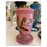 Victorian Bristol Glass 2 Piece Oil Lamp