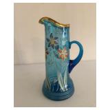 Beautiful Blue Victorian Glass Pitcher