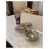 Sterling Silver Lidded Powder Jars & Vase