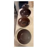 4 Brown Contemporary Stoneware Bowls