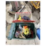 2 Totes of Tow Straps & Misc. Tools