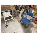 2 Wooden Saw Horses & Vintage AT & T Folding Chair