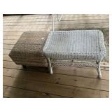 Wicker Table & Ottoman