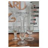 3 Etched Glass Bud Vases