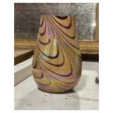 Iridescent Rainbow Swirl Glass Vase